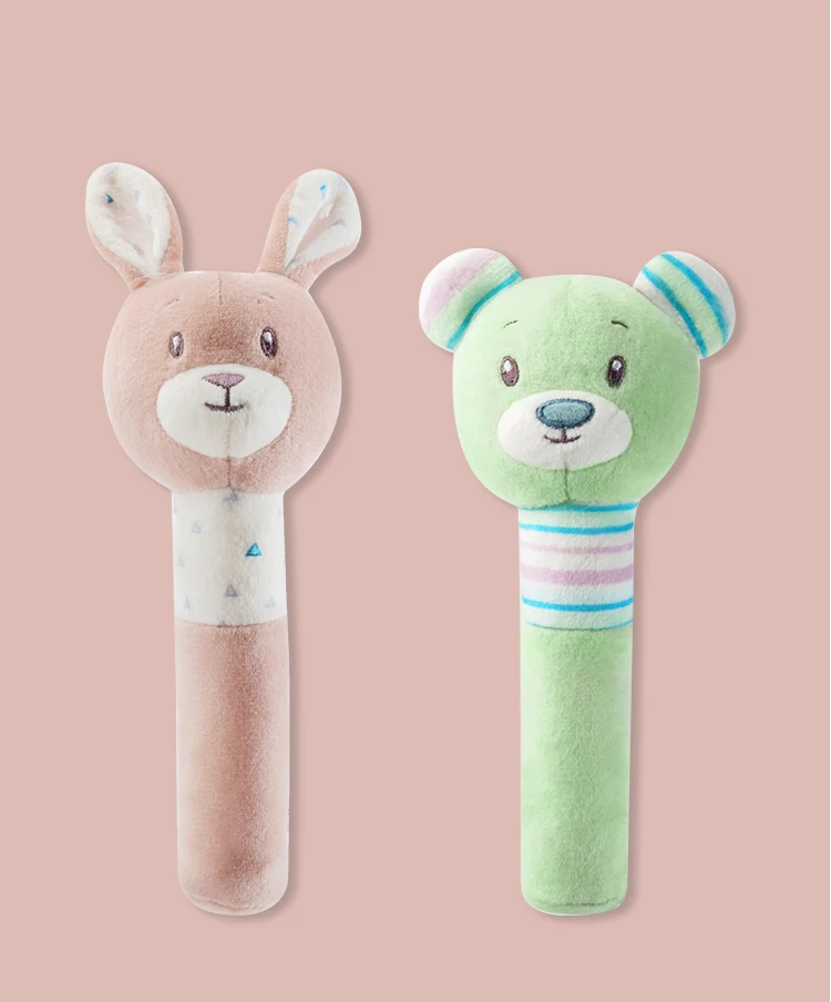 rattle animals silicone bead cartoon wooden teething rings