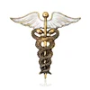 Zinc Alloy double snake back pin angel wing custom metal brooch