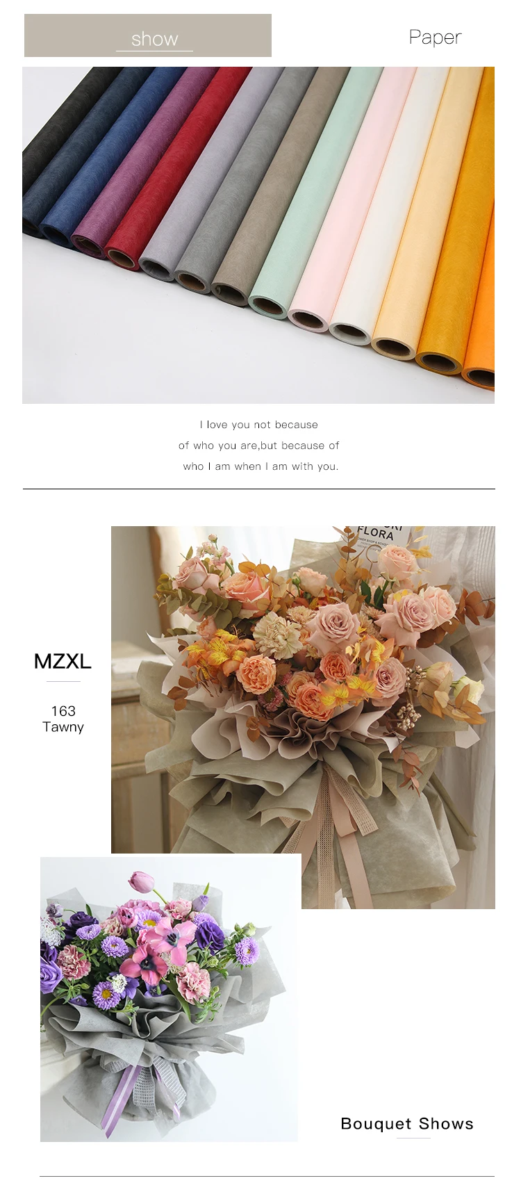 60cmx10y Plastic Wrapping Paper Rolliing Pure Color Flower Waterproof