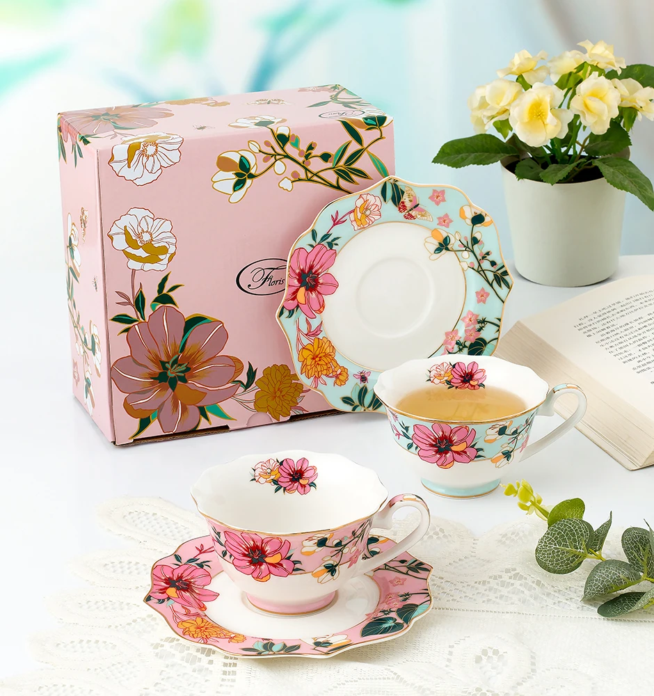 220cc porcelain cup and saucer bone china coffee cup with gold design tea cup set supplier