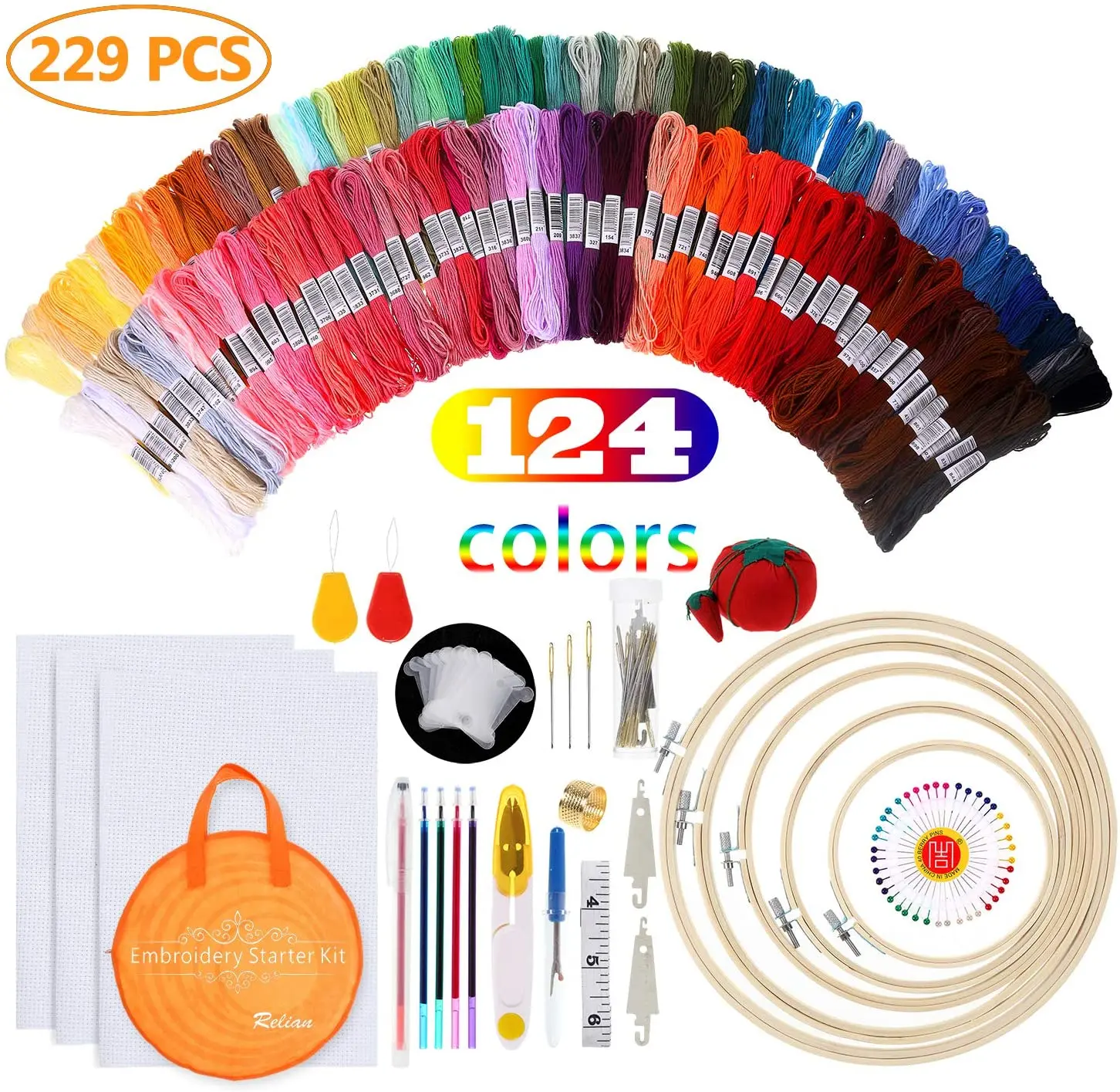 24 Skeins Embroidery Floss Cross Stitch Thread With Needles Buy