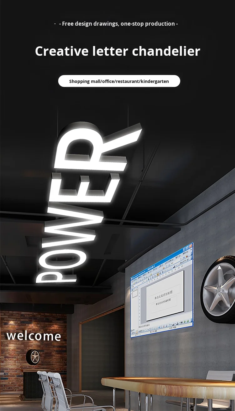 letter lamp customizable for restaurant coffee shop personalized ceiling chandelier-0