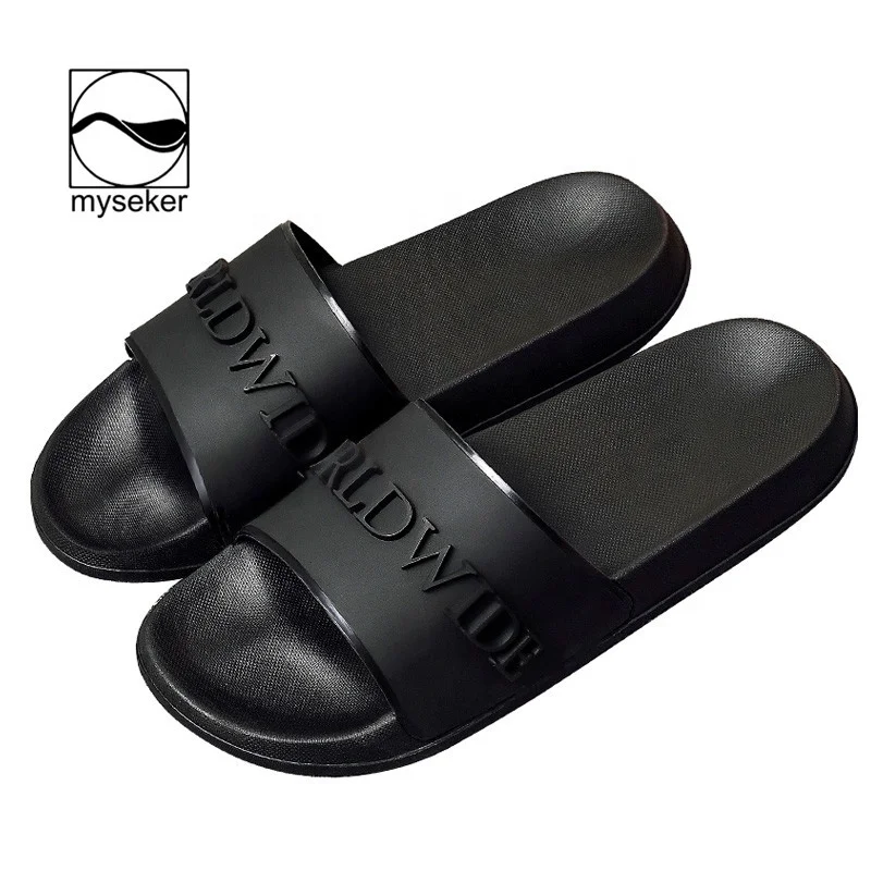 

Pu Soft Rubber Slippers Sliding Window Strip Logo Custom High Quality Summer Sandal Slide Design Men Slides Design Men