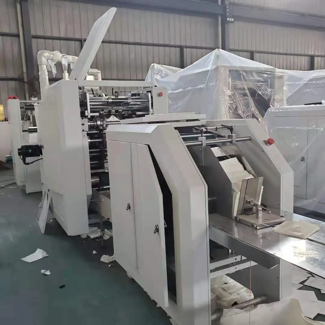 Square Bottom Shopping Carry Paper Bag Making Machine With 4 Colors