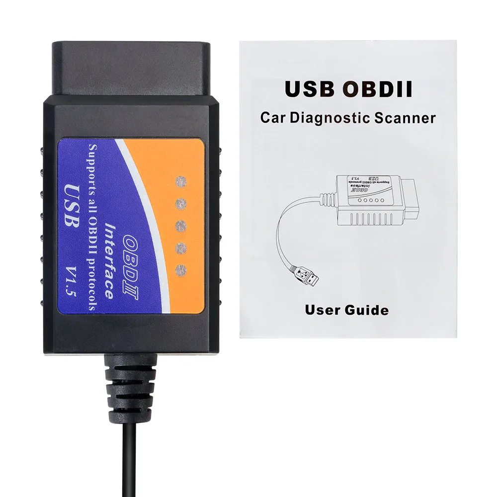 Ce/rohs Certificate!! Obd 2 Scan Tool V1.5 Usb Cable 16 Pin Interface Obd Connector Obd Dongle
