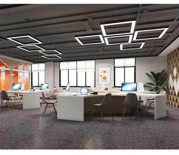 product led office square chandelier for meeting rooms gyms shopping malls ceiling lamp with modeling light-17