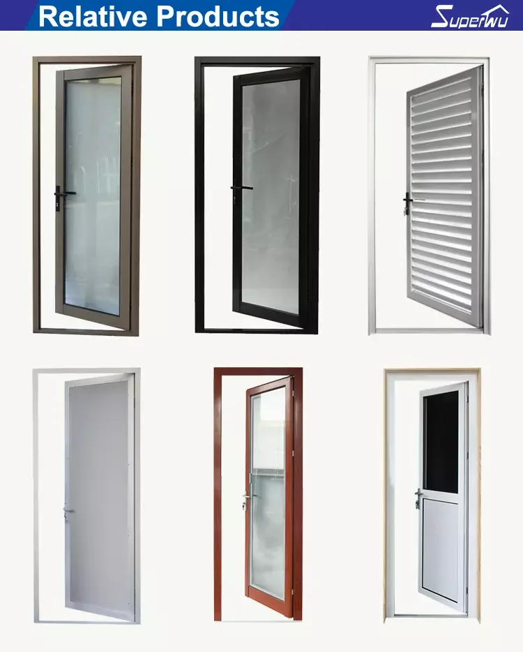 AS2047 NFRC AAMA NAFS NOA standard commercial double glass industrial french doors with aluminum panel