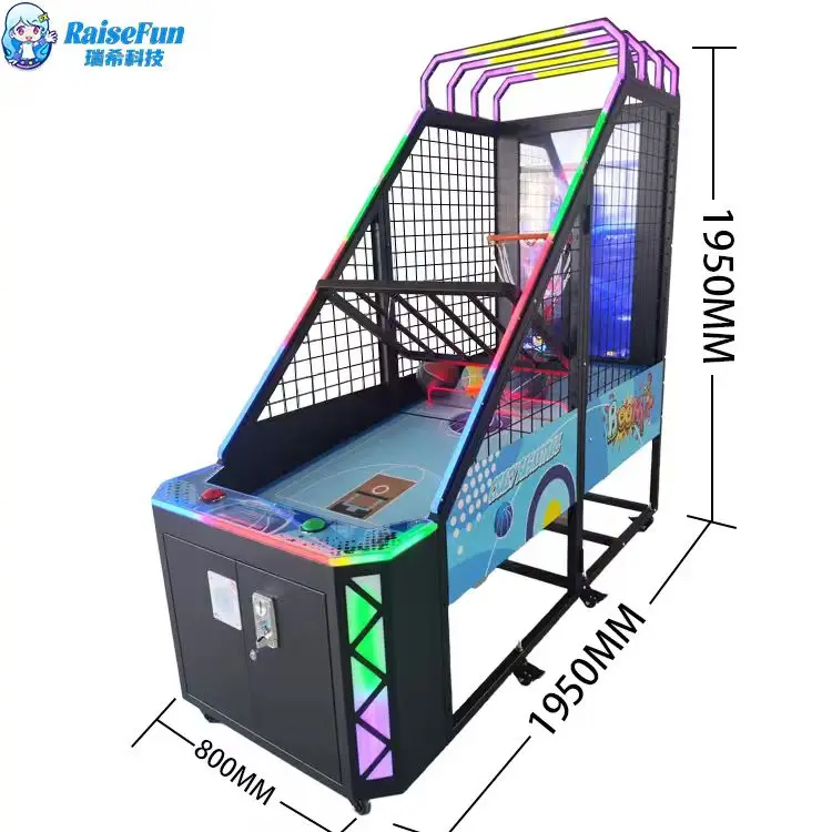 product raisefun interactive led basketball hoop coin operated game sound effects hot sale for kids play areas 1 year made metal247-3