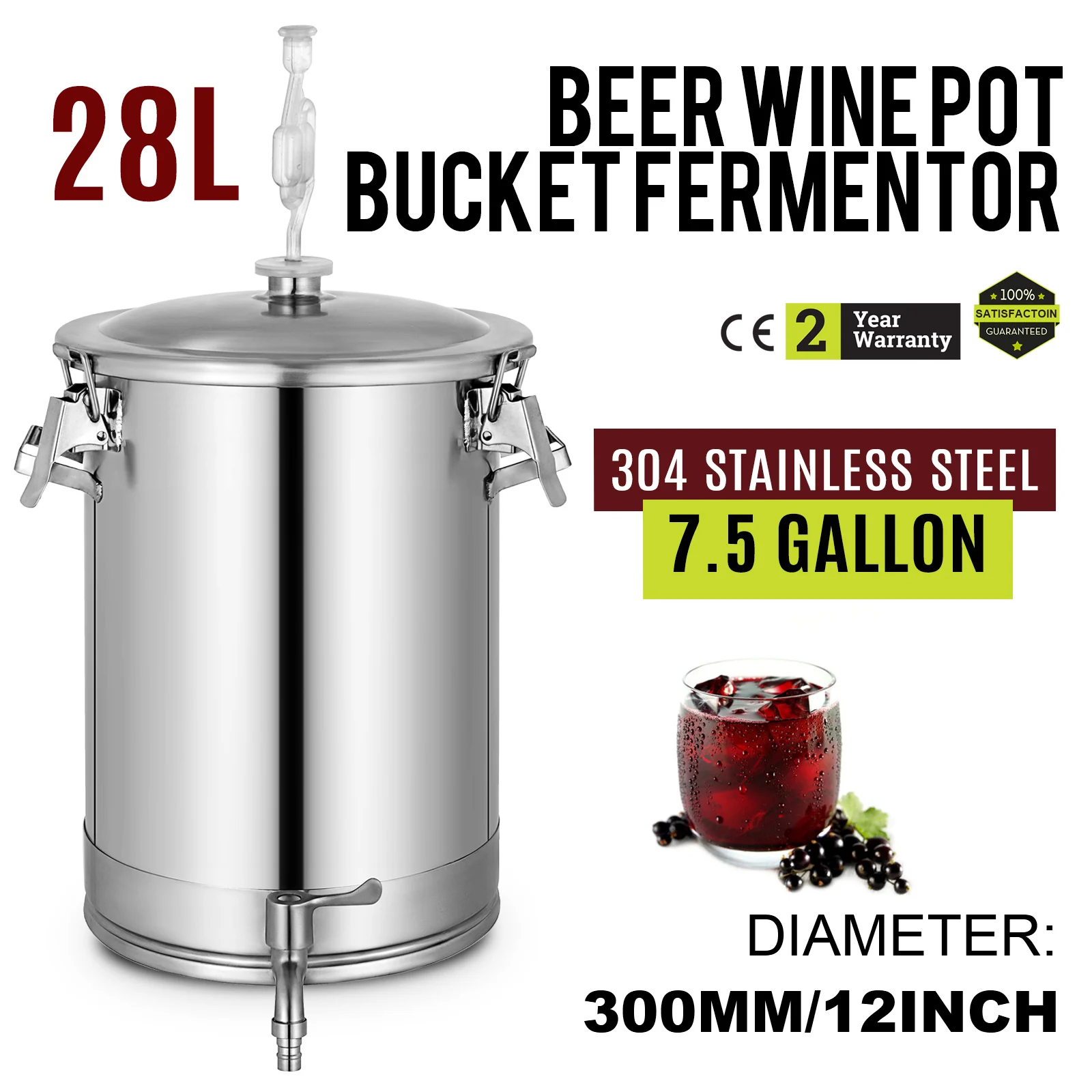 28l Wine Beer Making Stainless Steel Bucket Fermentation Tank Buy