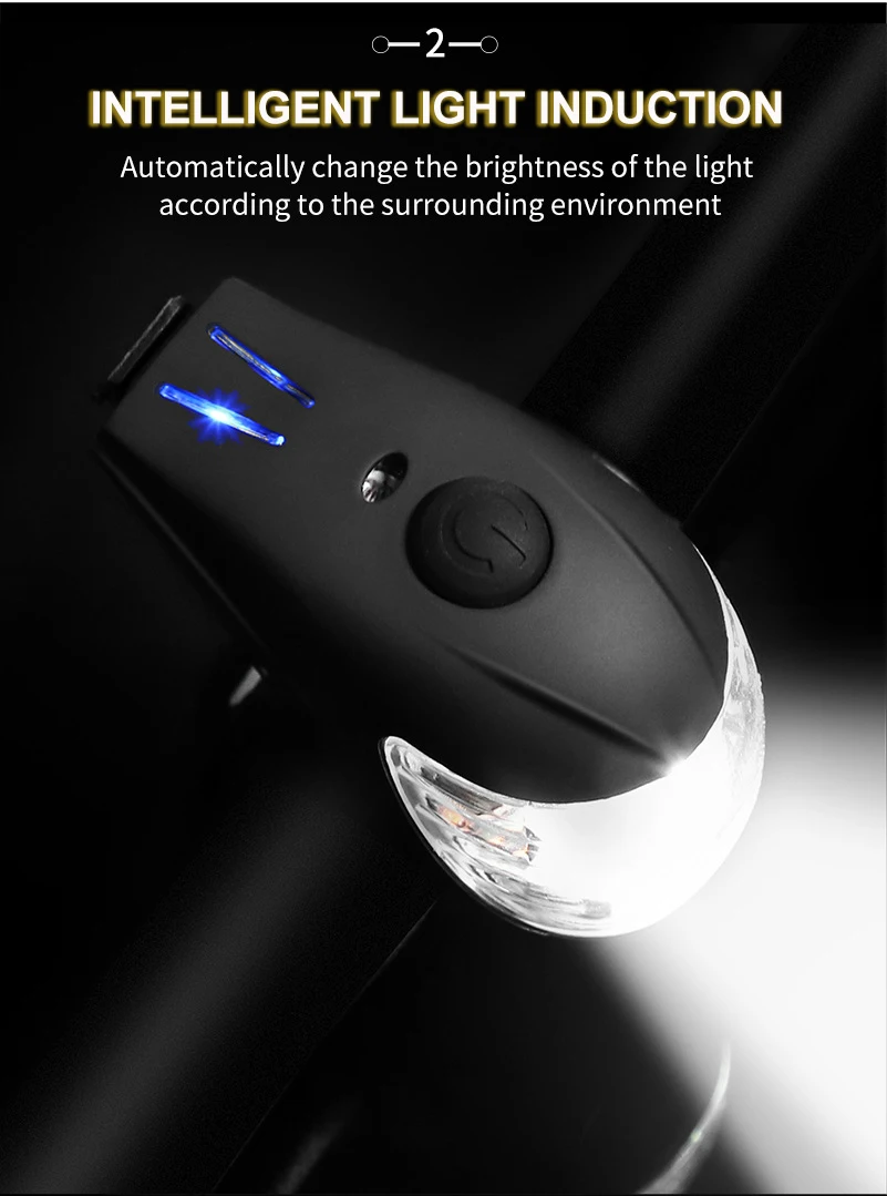 New 5 modes Waterproof Intelligent Induction USB Rechargeable bicycle accessories sensor light details