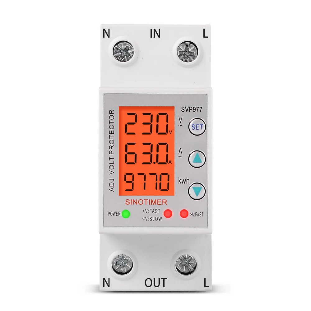 Home Usage 230v 63a Adjustable Voltage And Current Protector Digital