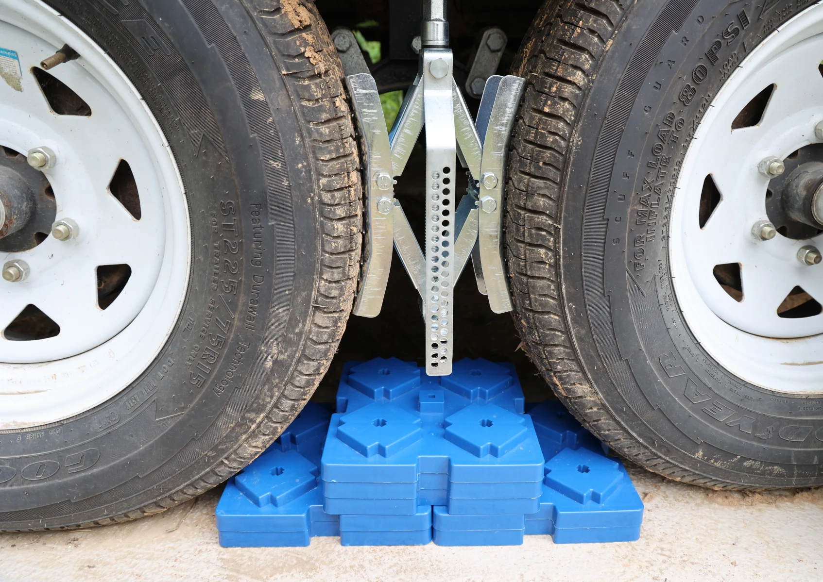 EPOARTIST Camper Wheel Chock Stabilizer Scissor 2 Sets for RV Travel Trailer tire chalks Rust-Proof 