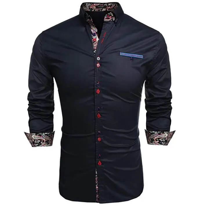 High Button Down Collar Dress Casual Shirts for Man Italian New Design ...