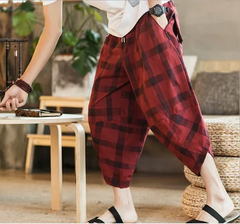 plaid cropped pants men