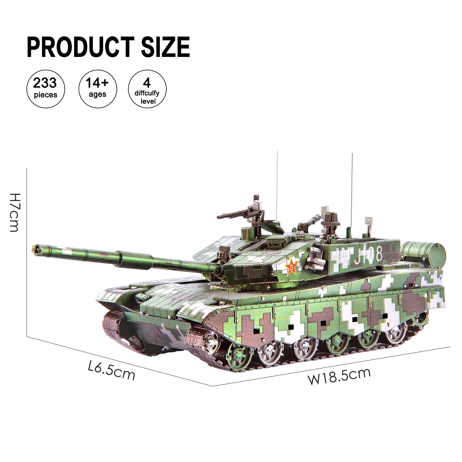 Piececool 99a Main Battle Tank Diy Toy Army Diecast Miniature Tank ...