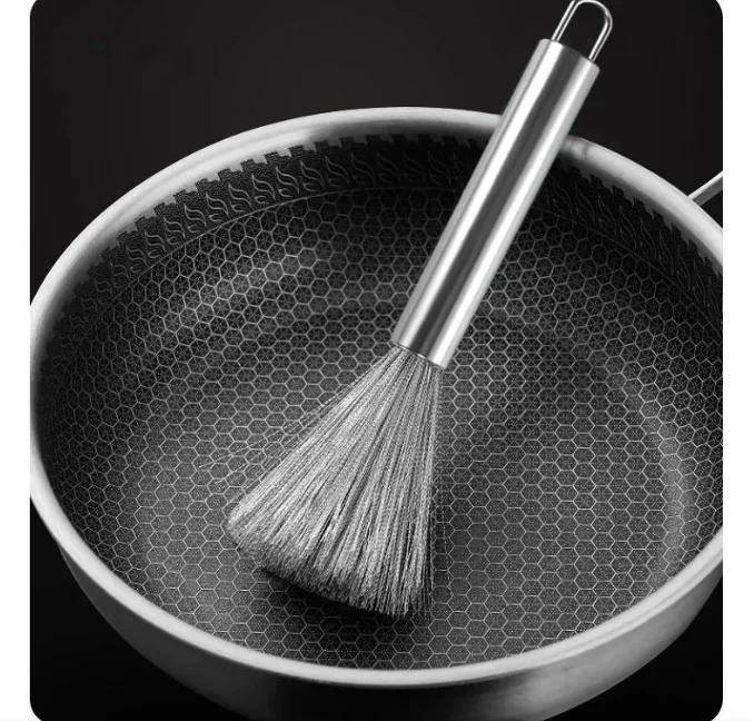 Pan Scrubber Brush,Flexible Stainless Steel Cleaning Brush For Pots