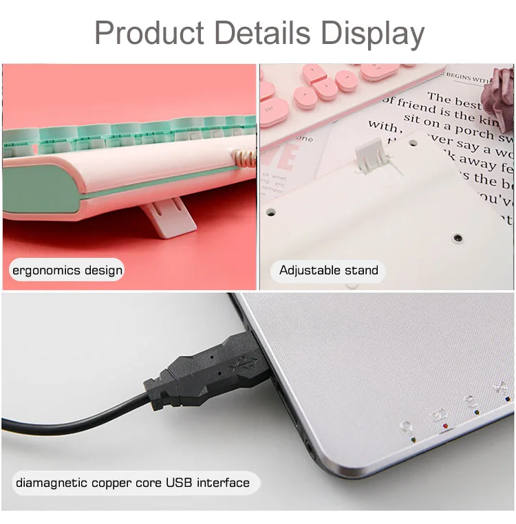 cute colorful keycaps design chocolate keys usb wired oem keyboard