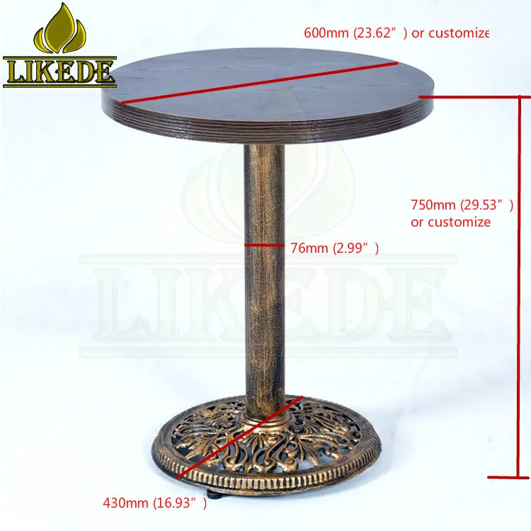Modern Antique Wrought Iron Round Table with HPL Melamine Top for ...