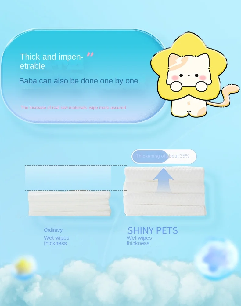 Factory Customized Logo Package Eco-Friendly Shiny Pie Cats Dogs  80 Count Pet Wipes for Pets Full Body Cleaning factory