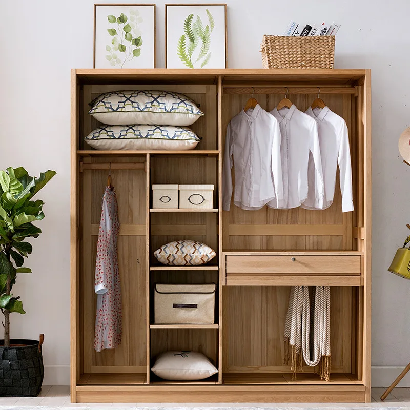 product-BoomDear Wood-white oak armoire furniture safe standard size wardrobe two door bedroom wardr