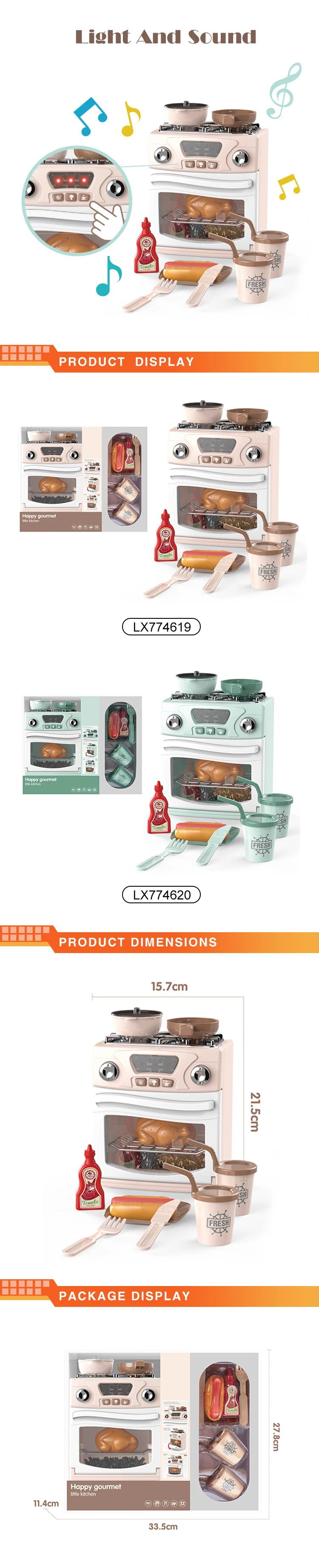 Kids educational kitchen toys set electric oven toy with sound and light