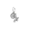 S925 with hallmark engrave original cubic zircon pave setting Dinosaur Dangle Charm 798186CZ