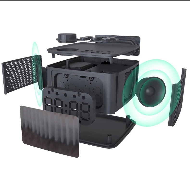 Bluetooth speaker mini portable wireless speaker with mobile phone holder bass sound bluetooth speaker with LED clock - ANKUX Tech Co., Ltd