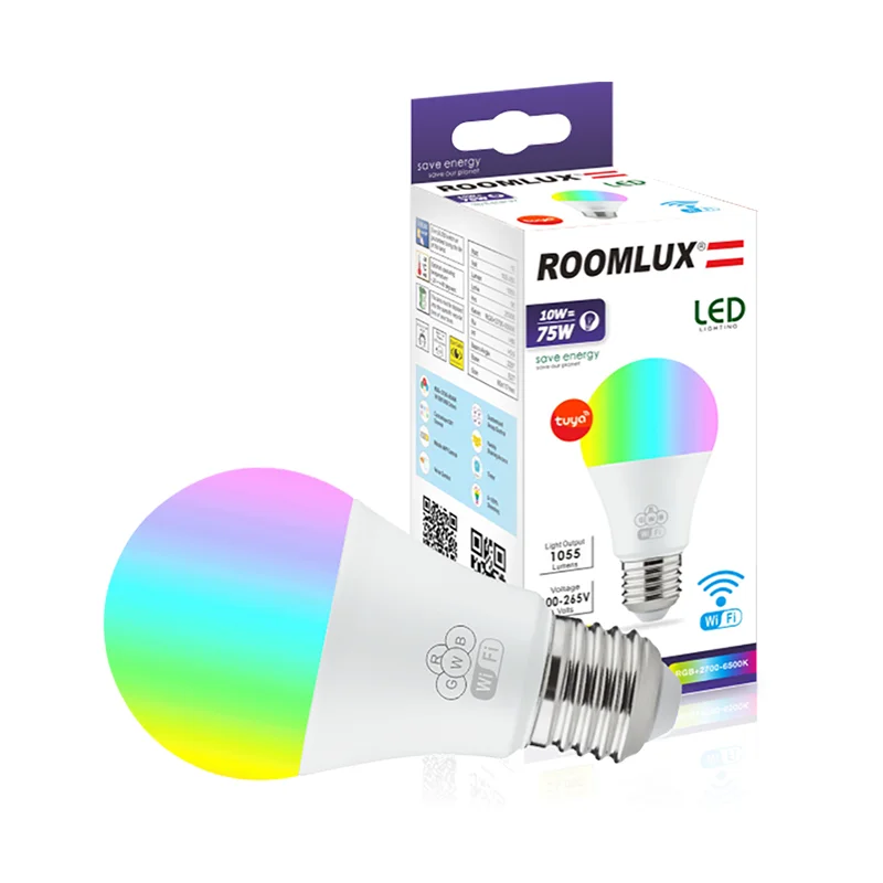 10W 1055LM Smart LED Light Bulbs, WiFi RGBCW 2700K-6500K Dimmable Multicolor Bulb