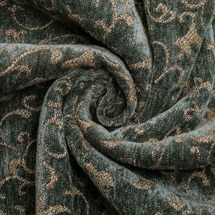 Coral Polyester Chenille Home Textile Damask Fabric Chenille Jacquard