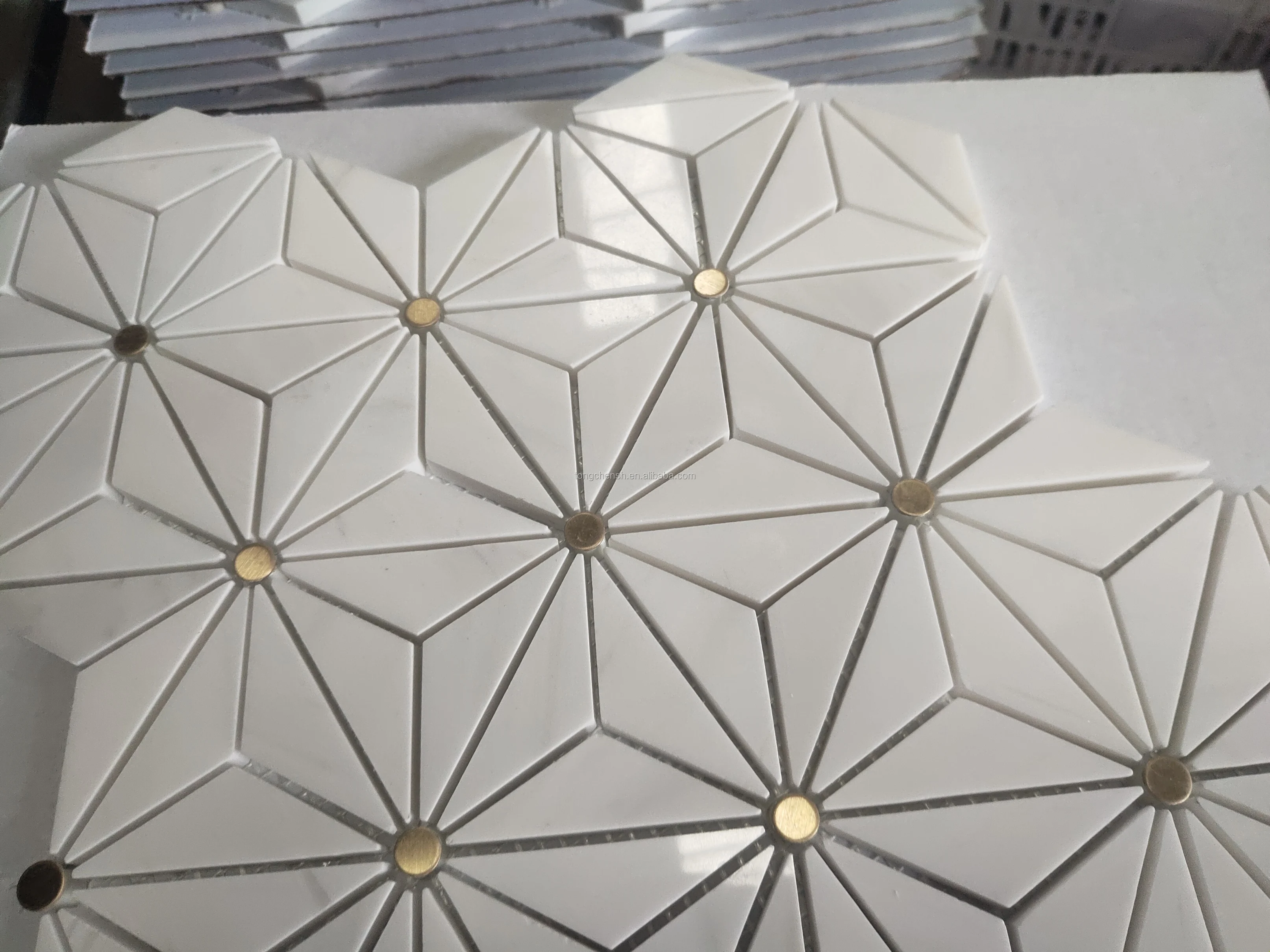 Nova Dolomite Brass Polished Marble Mosaic