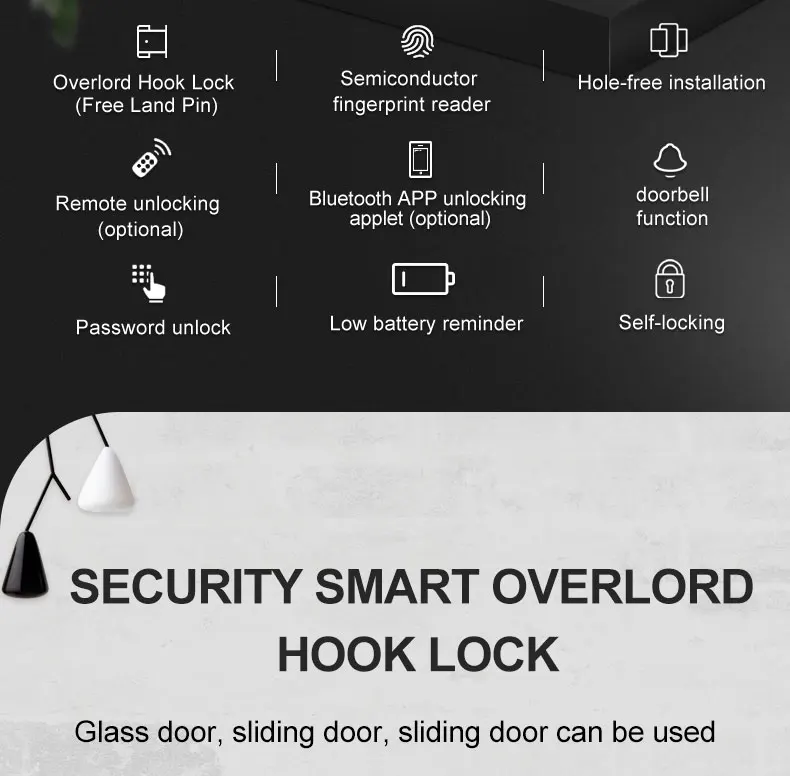 Double side door control high quality sliding glass door lock for office home