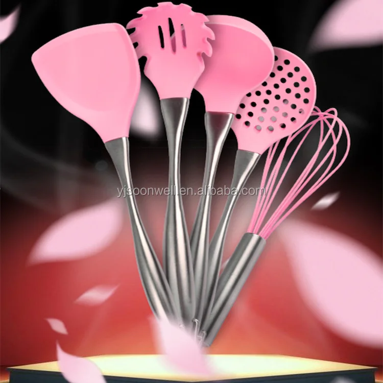 pink utensils set