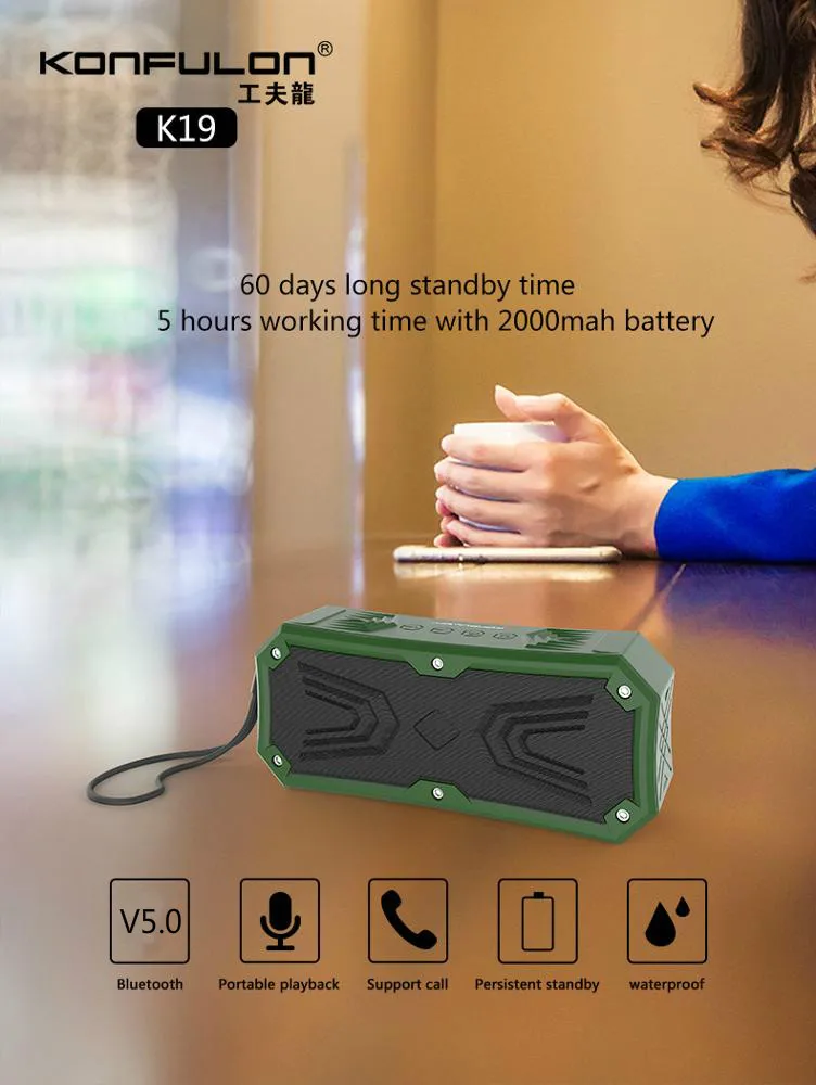 Konfulon Portable Speaker Waterproof Bluetooth Wireless Outdoor Speakers Shower Speaker Bluetooth Waterproof IPX-5 For Go Hiking - ANKUX.COM