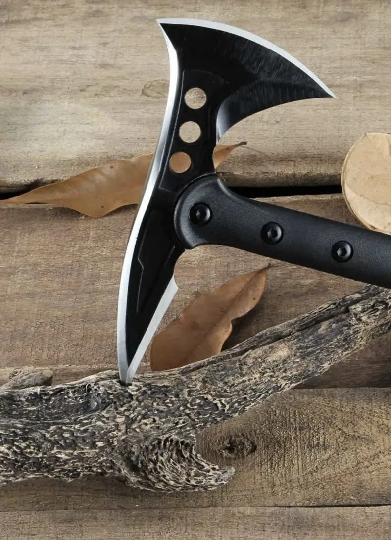 Multi-Function Viking Axe Pickaxe with Wooden Handle Outdoor Camping ...