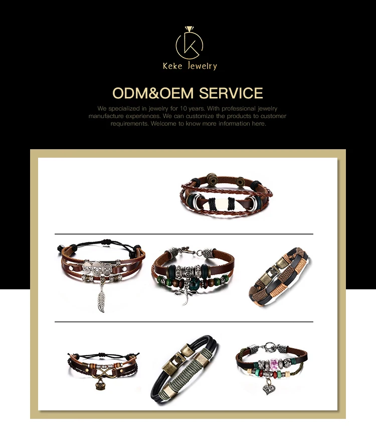 Chinese Manufacturer Wholesale Retro woven multilayer leather men's bracelet BL-099
