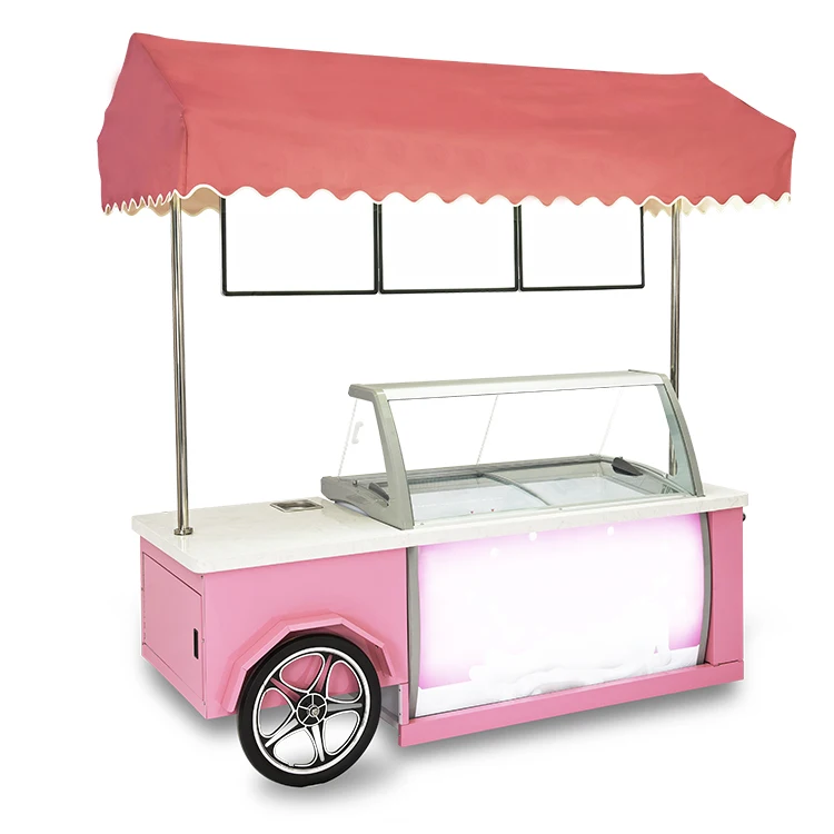 Portable Electric Mobile Wheels Supermarket Push Rolled Ice Cream Cart With Freezer Buy Rolled