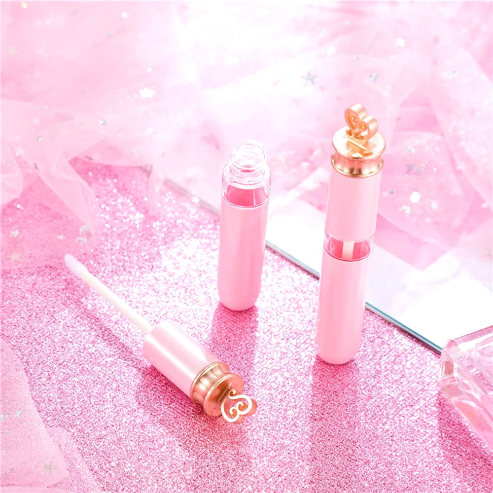 Laudtec 7ml Pink Empty Lip Gloss Tube With Brush Lips Gloss Container