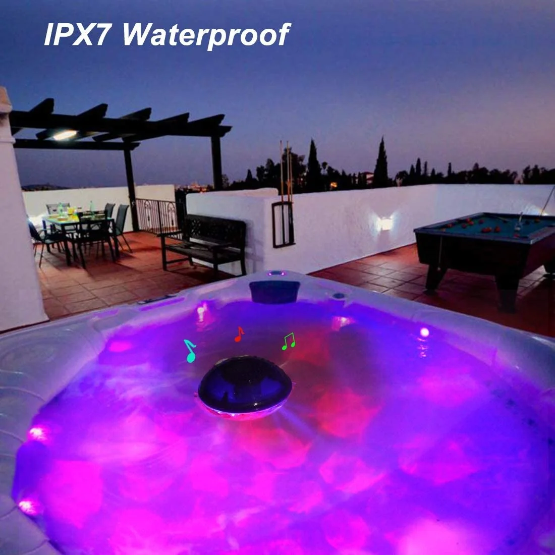 Portable wireless Speakers with Colorful Lights IPX7 Waterproof Floating Speaker Stereo Sound Rich Bass Built-in Mic Hands Free - ANKUX.COM