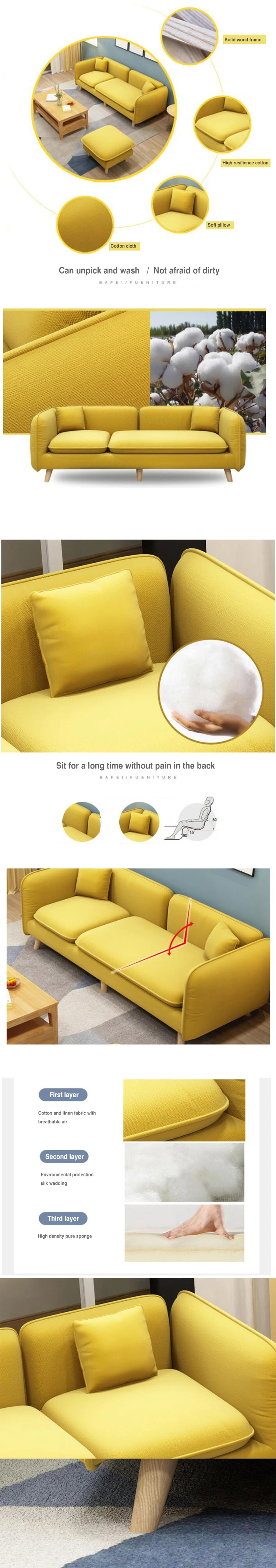 Hot Sale Nordic Fabric Sofa Washable Simple Modern Living Room