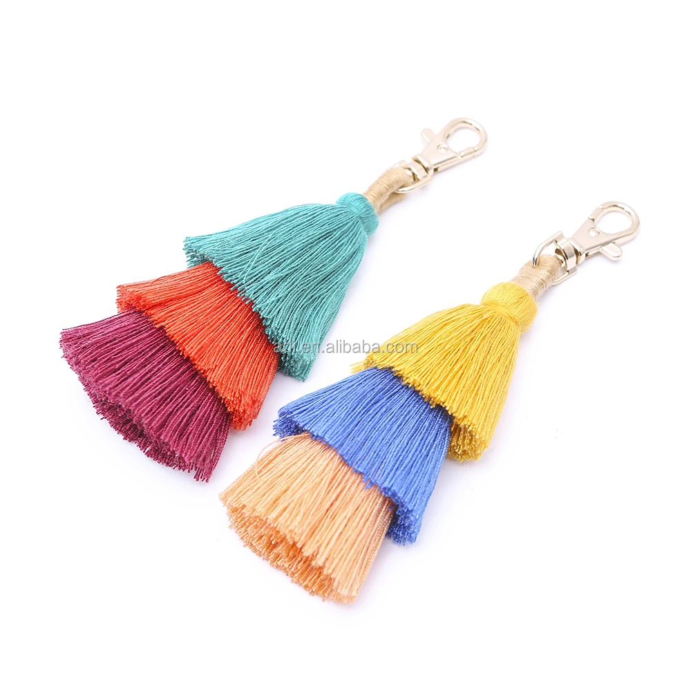 Ad. Jewelry Tassel Stacked Layered Threads Keychain Handmade Decorative