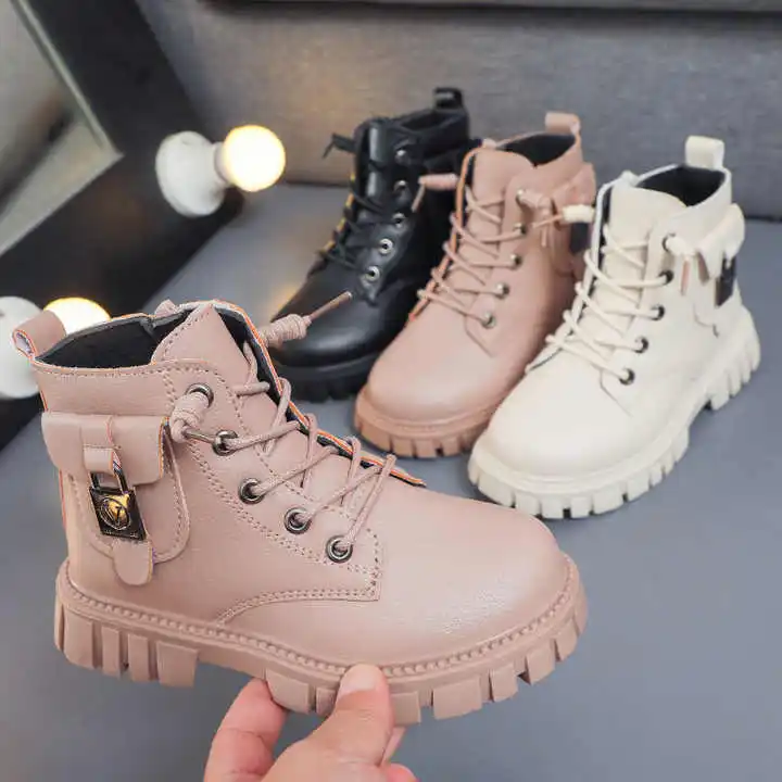 New Children's Shoes Fashion Boys And Girls Pu Leather Martin Boots ...