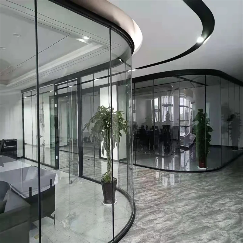 School & Hospital Single Glass Partition | 80mm Aluminum Integrated Frame + 40mm Slim Frame factory