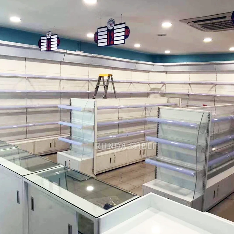 Retail Store Rack Cosmetics Display Gondola Cosmetic Display Shelves