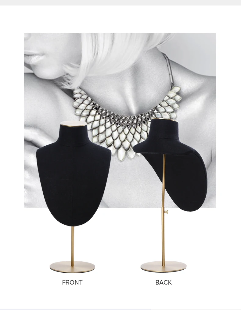 Boutique Metal And Linen Necklace Bust Displays Jewelry Mannequin Stand