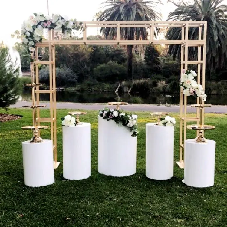 Wedding Party Supplies Set Of 3 Plinth Iron White Cylinder Plinths