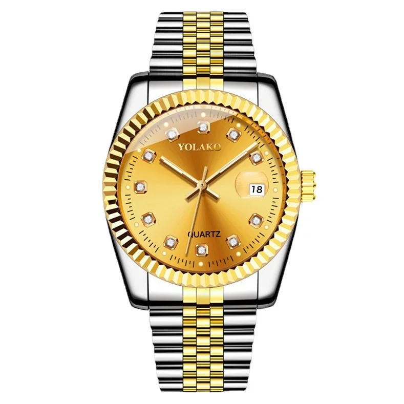 Golden Stainless Steel Couple Watches