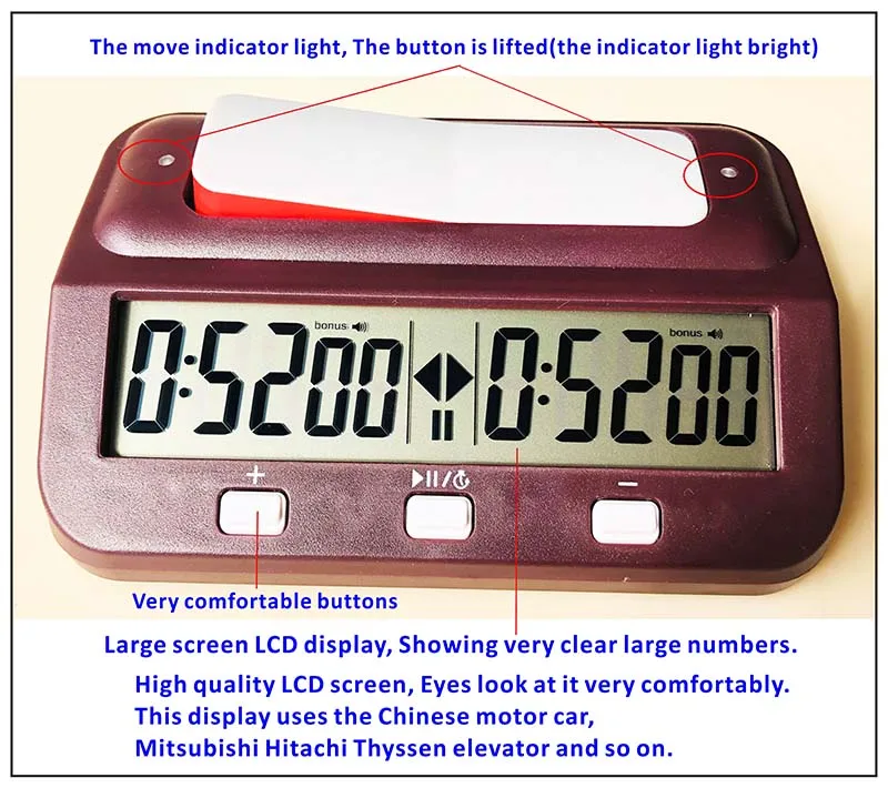 Basic Digital Chess Clock And Chess Timer With Bonus & Delay(the