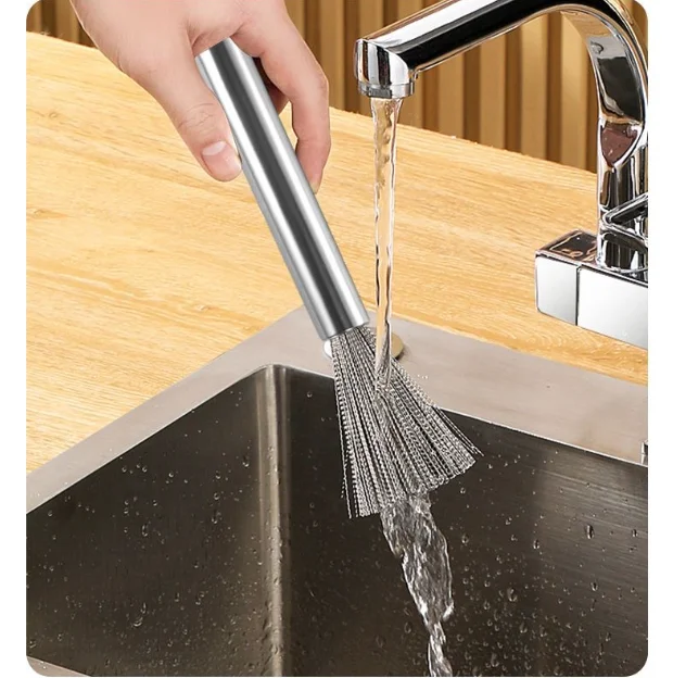 Pan Scrubber Brush,Flexible Stainless Steel Cleaning Brush For Pots