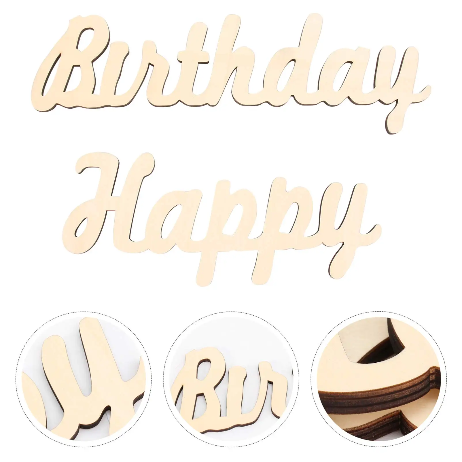 Happy Birthday Wooden Sign Unfinished Wooden Cutout Letters Plaque ...