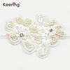 White pearls beaded bouquet lace flower patch sew on bridal dress WEF-960